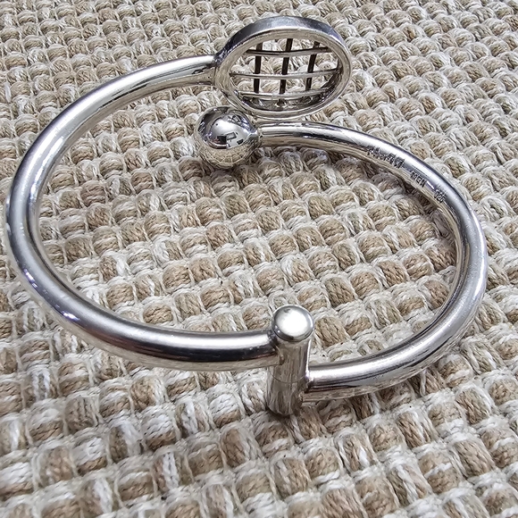 925 Sterling Silver Tennis Racket & Ball Cuff Bracelet imported Taxco Mexico EUC - Picture 3 of 6